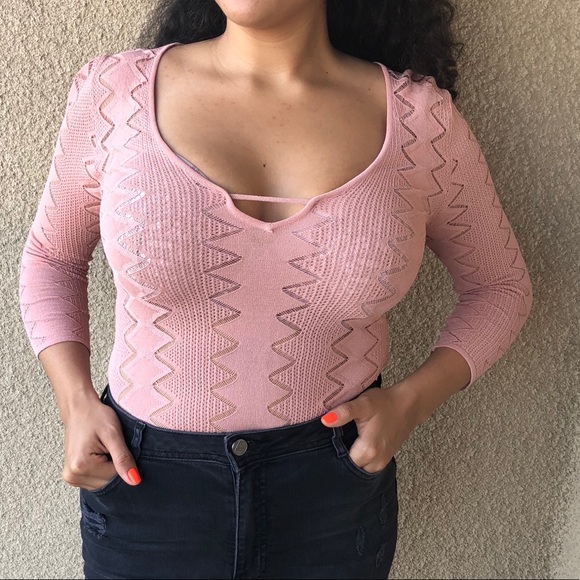 Forever 21 Tops - Pink Light Sweater Bodysuit size Medium